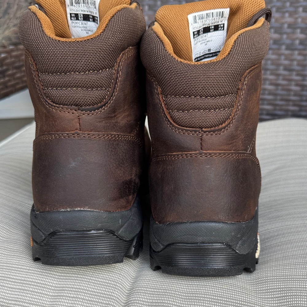 Carhartt Brown Work Boots with Orange Accents - Picture 4 of 13